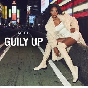 NEW SCHUTZ, Guily Up Over the Knee Boot Cream and Black reg $160